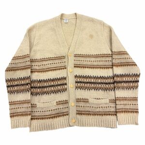 Anibal Baltra Sweater Mens Large Beige Alpaca Merino Cardigan Chile Knit